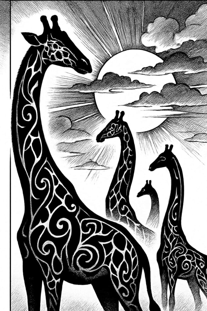 giraffe sillhoutte tattoo design