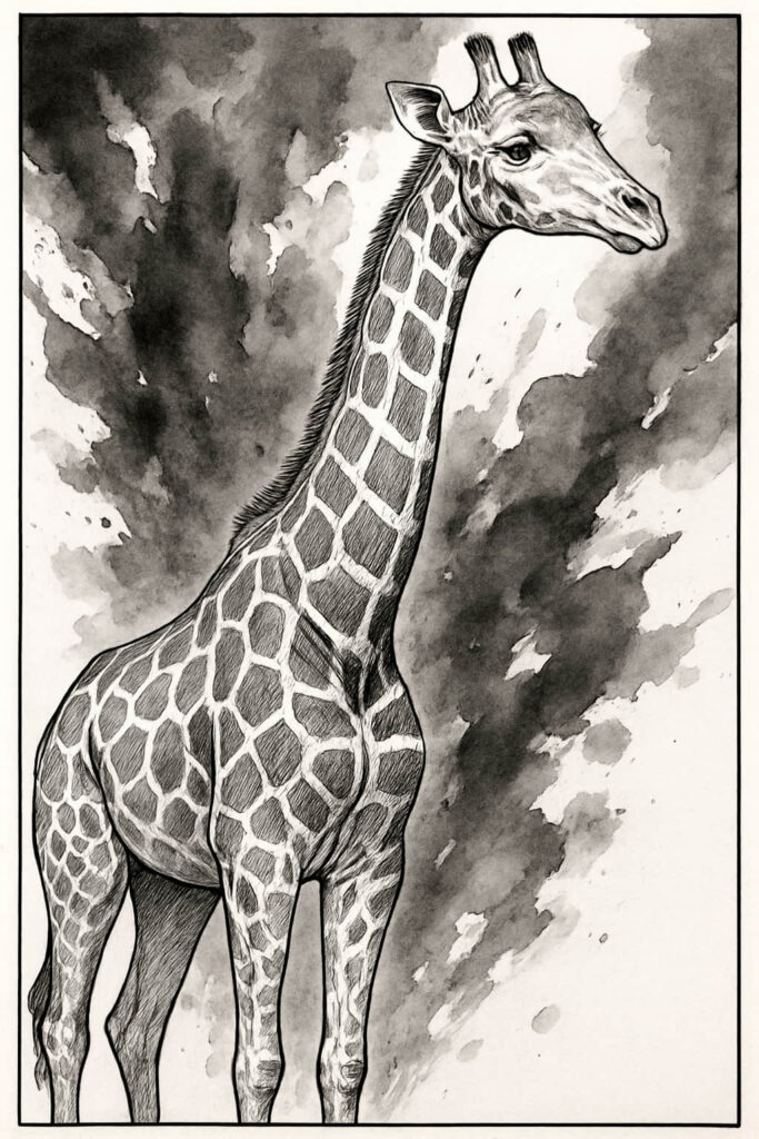 giraffe sketch tattoo design