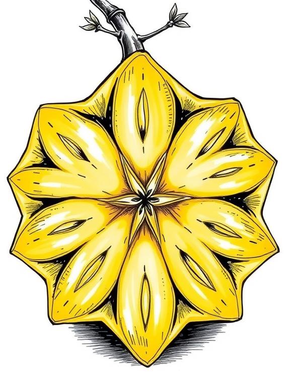 star fruit drawing sketch